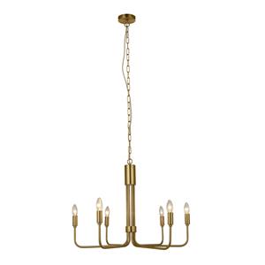 Lindby Elanova kroonluchter, 6-lamps, messing