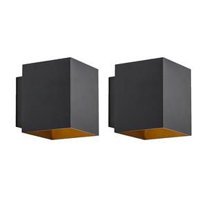 QAZQA Set van 2 design wandlampen zwart en goud vierkant - Sola