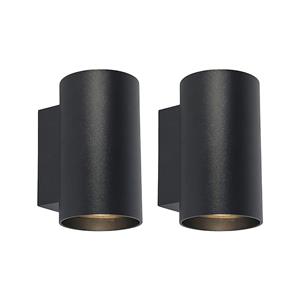 QAZQA Set van 2 moderne wandlampen zwart rond - Sandy