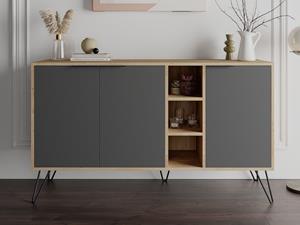 Mobistoxx Dressoir CLARO 3 deuren donker eik/antraciet