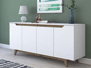 Mobistoxx Dressoir GOLDAS 4 deuren wit/walnoot