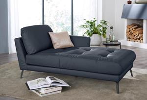 W.Schillig Chaiselongue softy, mit dekorativer Heftung im Sitz, Füße schwarz pulverbeschichtet