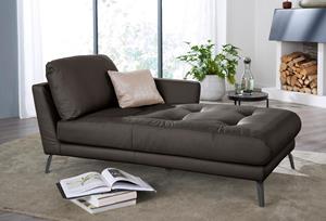 W.Schillig Chaiselongue softy, mit dekorativer Heftung im Sitz, Füße schwarz pulverbeschichtet