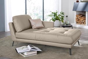 W.Schillig Chaiselongue softy, mit dekorativer Heftung im Sitz, Füße schwarz pulverbeschichtet