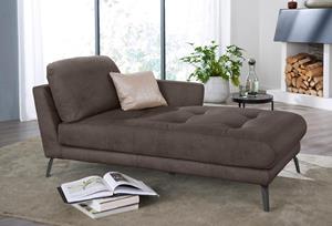 W.Schillig Chaiselongue softy, mit dekorativer Heftung im Sitz, Füße schwarz pulverbeschichtet