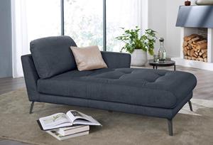 W.Schillig Chaiselongue softy, mit dekorativer Heftung im Sitz, Füße schwarz pulverbeschichtet