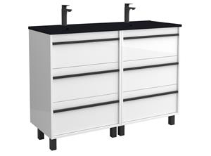 Muebles Resh badkamermeubel 120cm wit mat staand met zwarte wastafel