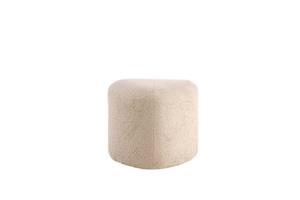 Hioshop Peg Poef, Hocker Ø46cm Teddystof Beige.