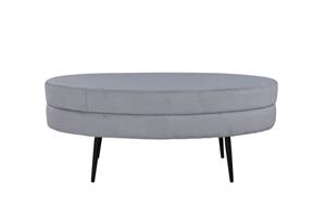 Hioshop Otto Poef, Hocker Fluweel Zwart, Grijs.
