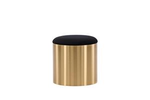 Hioshop Puff Poef, Hocker Ø45cm Velours Zwart, Messing.