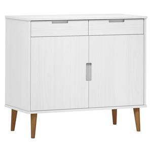 VidaXL Dressoir 90x40x80 Cm Massief Grenenhout Wit