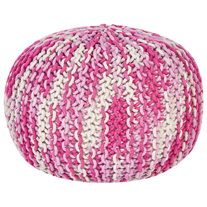 BELIANI Katoenen gebreide poef wit/roze 50 x 35 cm CONRAD