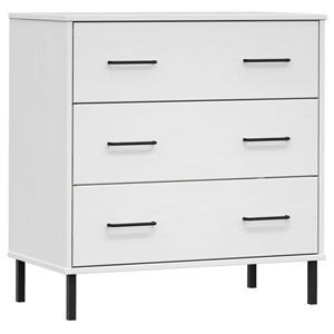 VidaXL Dressoir met 3 lades OSLO 77x40x79,5 cm massief hout wit