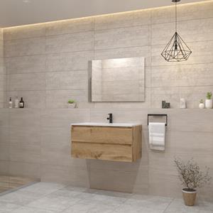 Boss & Wessing Badmeubel  Paris 100 cm Mat Wit Wastafel Compleet Dakota Oak 