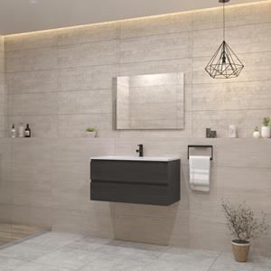 Boss & Wessing Badmeubel  Paris 100 cm Mat Wit Wastafel Compleet Frey Oak 