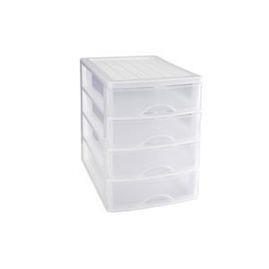 Ladeblok/bureau Organizer Met 4 Lades Wit/transparant L 35,5 X B 27 X H 35 Cm adeblok
