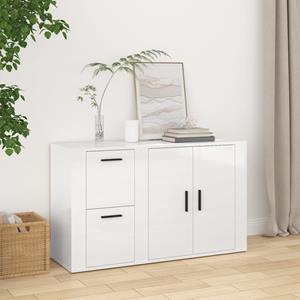 vidaXL Dressoir 100x33x59,5 cm bewerkt hout hoogglans wit