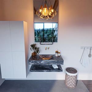 MONDIAZ ALAN-DLUX Badmeubelset 90cm planchet Lava met vrijhangende wastafel CLOUD midden zonder kraangat kleur Lava ADX90LavPLM0Lav