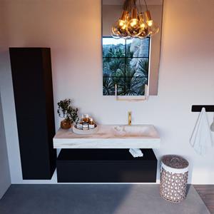 MONDIAZ ALAN-DLUX Badmeubelset 120cm badmeubel onderkast Urban 1 lade met vrijhangende wastafel CLOUD rechts 1 kraangat kleur Frappe ADX120Urb1LR1Fra