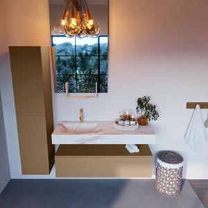MONDIAZ ALAN-DLUX Badmeubelset 120cm badmeubel onderkast Oro 1 lade met vrijhangende wastafel CLOUD links 1 kraangat kleur Frappe ADX120Oro1LL1Fra