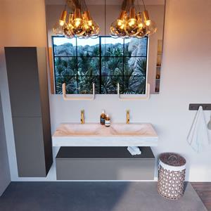 MONDIAZ ALAN-DLUX Badmeubelset 120cm badmeubel onderkast Plata 1 lade met vrijhangende wastafel CLOUD dubbel 2 kraangaten kleur Opalo ADX120Pla1LD2Opa