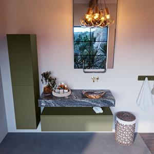 MONDIAZ ALAN-DLUX Badmeubelset 120cm badmeubel onderkast Army 1 lade met vrijhangende wastafel CLOUD rechts zonder kraangat kleur Lava ADX120Arm1LR0Lav