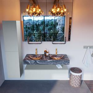 MONDIAZ ALAN-DLUX Badmeubelset 120cm badmeubel onderkast Clay 1 lade met vrijhangende wastafel CLOUD dubbel 2 kraangaten kleur Lava ADX120Cla1LD2Lav
