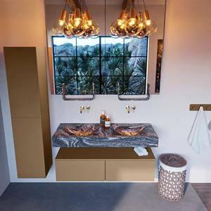 MONDIAZ ALAN-DLUX Badmeubelset 120cm badmeubel onderkast Oro 2 lades met vrijhangende wastafel CLOUD dubbel zonder kraangat kleur Lava ADX120Oro2LD0Lav