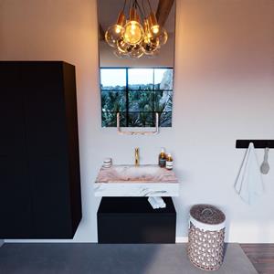 MONDIAZ ALAN-DLUX Badmeubelset 70cm badmeubel onderkast Urban 1 lade met vrijhangende wastafel CLOUD midden 1 kraangat kleur Glace ADX70Urb1LM1Gla
