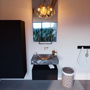 MONDIAZ ALAN-DLUX Badmeubelset 70cm badmeubel onderkast Urban 1 lade met vrijhangende wastafel CLOUD midden zonder kraangat kleur Lava ADX70Urb1LM0Lav