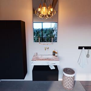 MONDIAZ ALAN-DLUX Badmeubelset 70cm badmeubel onderkast Urban 1 lade met vrijhangende wastafel CLOUD midden zonder kraangat kleur Glace ADX70Urb1LM0Gla