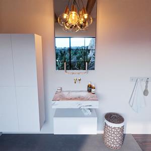 MONDIAZ ALAN-DLUX Badmeubelset 70cm badmeubel onderkast Talc 1 lade met vrijhangende wastafel CLOUD midden zonder kraangat kleur Glace ADX70Tal1LM0Gla