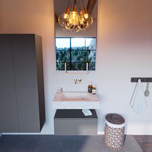 MONDIAZ ALAN-DLUX Badmeubelset 70cm badmeubel onderkast Plata 1 lade met vrijhangende wastafel CLOUD midden zonder kraangat kleur Opalo ADX70Pla1LM0Opa
