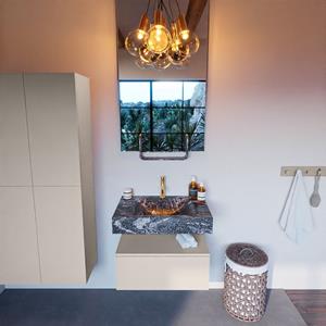 MONDIAZ ALAN-DLUX Badmeubelset 70cm badmeubel onderkast Linen 1 lade met vrijhangende wastafel CLOUD midden 1 kraangat kleur Lava ADX70Lin1LM1Lav