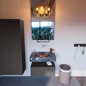 MONDIAZ ALAN-DLUX Badmeubelset 70cm badmeubel onderkast Dark_grey 1 lade met vrijhangende wastafel CLOUD midden zonder kraangat kleur Lava ADX70Dar1LM0Lav