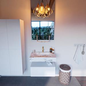 MONDIAZ ALAN-DLUX Badmeubelset 70cm badmeubel onderkast Talc 1 lade met vrijhangende wastafel CLOUD midden 1 kraangat kleur Glace ADX70Tal1LM1Gla
