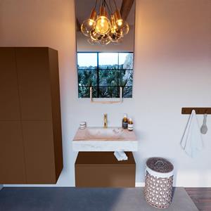 MONDIAZ ALAN-DLUX Badmeubelset 70cm badmeubel onderkast Rust 1 lade met vrijhangende wastafel CLOUD midden 1 kraangat kleur Frappe ADX70Rus1LM1Fra