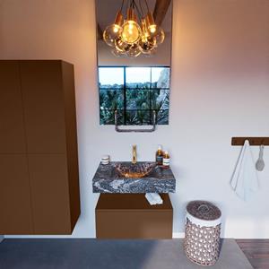 MONDIAZ ALAN-DLUX Badmeubelset 70cm badmeubel onderkast Rust 1 lade met vrijhangende wastafel CLOUD midden 1 kraangat kleur Lava ADX70Rus1LM1Lav