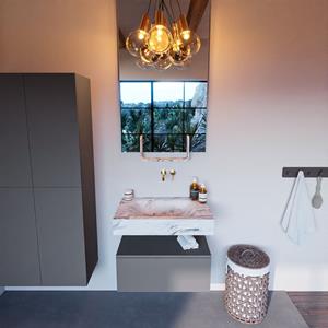 MONDIAZ ALAN-DLUX Badmeubelset 70cm badmeubel onderkast Plata 1 lade met vrijhangende wastafel CLOUD midden zonder kraangat kleur Glace ADX70Pla1LM0Gla