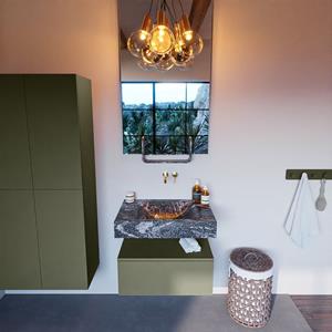 MONDIAZ ALAN-DLUX Badmeubelset 70cm badmeubel onderkast Army 1 lade met vrijhangende wastafel CLOUD midden zonder kraangat kleur Lava ADX70Arm1LM0Lav