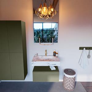 MONDIAZ ALAN-DLUX Badmeubelset 70cm badmeubel onderkast Army 1 lade met vrijhangende wastafel CLOUD midden 1 kraangat kleur Glace ADX70Arm1LM1Gla