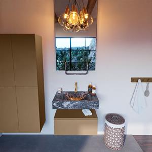 MONDIAZ ALAN-DLUX Badmeubelset 70cm badmeubel onderkast Oro 1 lade met vrijhangende wastafel CLOUD midden 1 kraangat kleur Lava ADX70Oro1LM1Lav