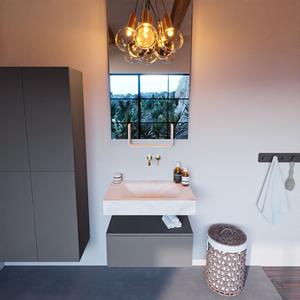 MONDIAZ ALAN-DLUX Badmeubelset 70cm badmeubel onderkast Plata 1 lade met vrijhangende wastafel CLOUD midden zonder kraangat kleur Ostra ADX70Pla1LM0Ost
