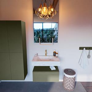 MONDIAZ ALAN-DLUX Badmeubelset 70cm badmeubel onderkast Army 1 lade met vrijhangende wastafel CLOUD midden 1 kraangat kleur Opalo ADX70Arm1LM1Opa