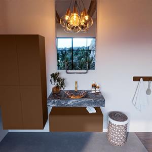 MONDIAZ ALAN-DLUX Badmeubelset 90cm badmeubel onderkast Rust 1 lade met vrijhangende wastafel CLOUD midden 1 kraangat kleur Lava ADX90Rus1LM1Lav