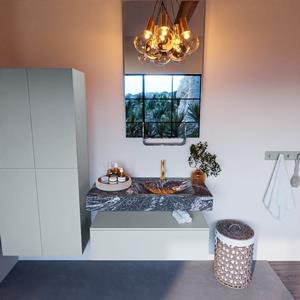 MONDIAZ ALAN-DLUX Badmeubelset 100cm badmeubel onderkast Clay 1 lade met vrijhangende wastafel CLOUD rechts 1 kraangat kleur Lava ADX100Cla1LR1Lav