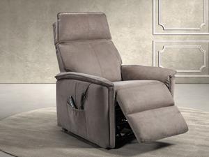 Mobistoxx Relaxfauteuil elektrisch LEANDRO met verstelbaar hoofdeinde en liftmotor grijs/donkerbruin