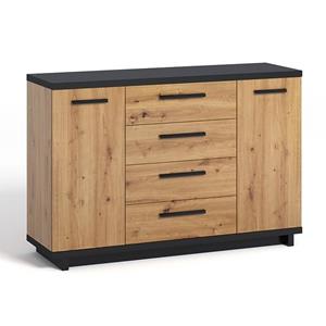 Meubella  Dressoir Incala - Eiken - Zwart - 135 Cm