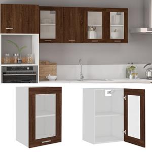 vidaxl Wandkast 40x31x60 cm glas en bewerkt hout bruin eikenkleur