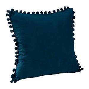 QUVIO Kussenhoes met bolletjes - Fluweel - 50 x 50 cm - Donkerblauw